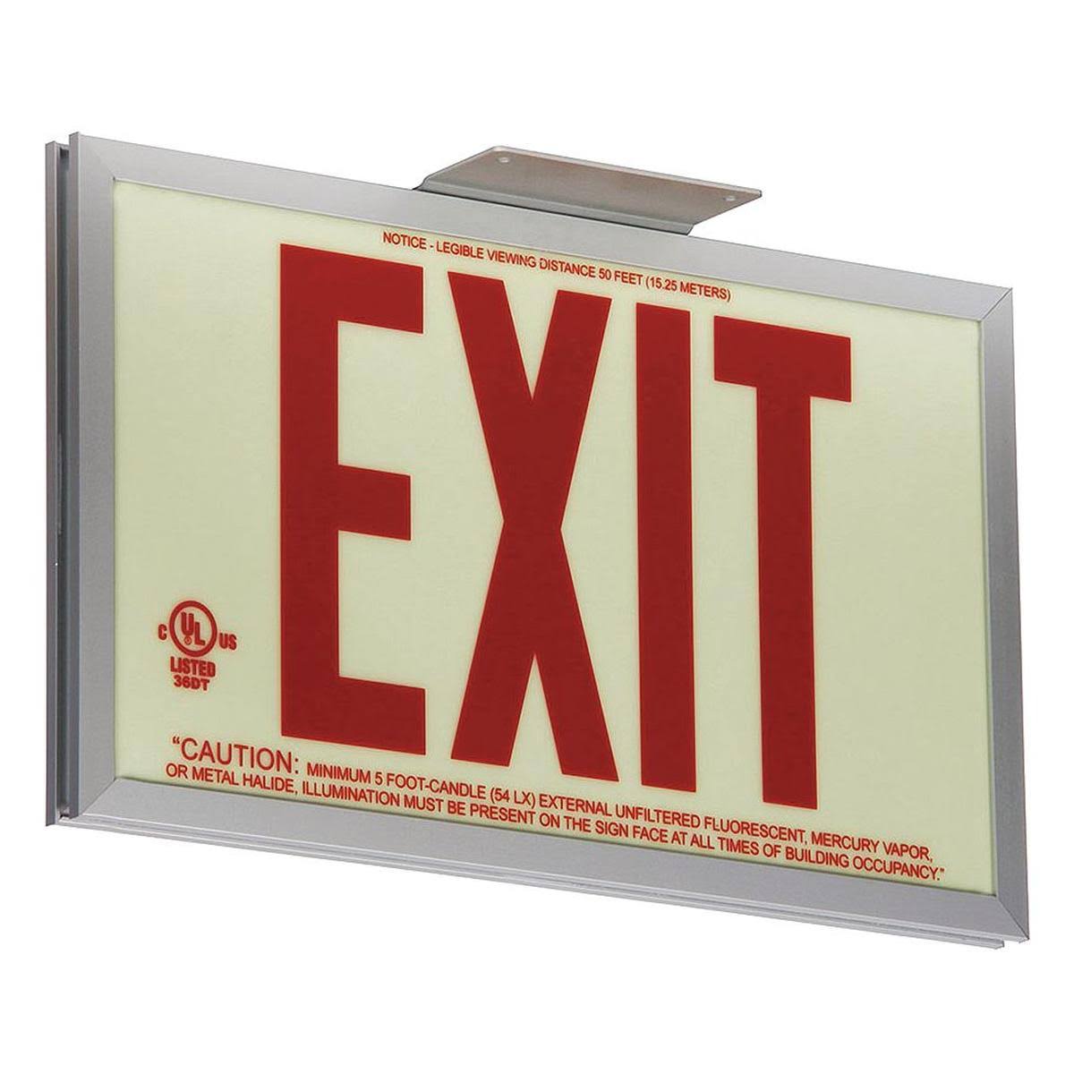Red Photoluminescent Aluminum Exit Sign X86940