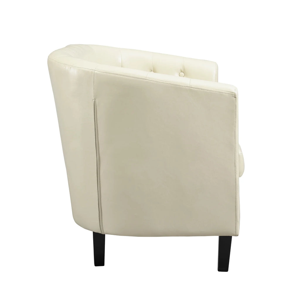 Cream Faux Leather Barrel Loveseat Y850