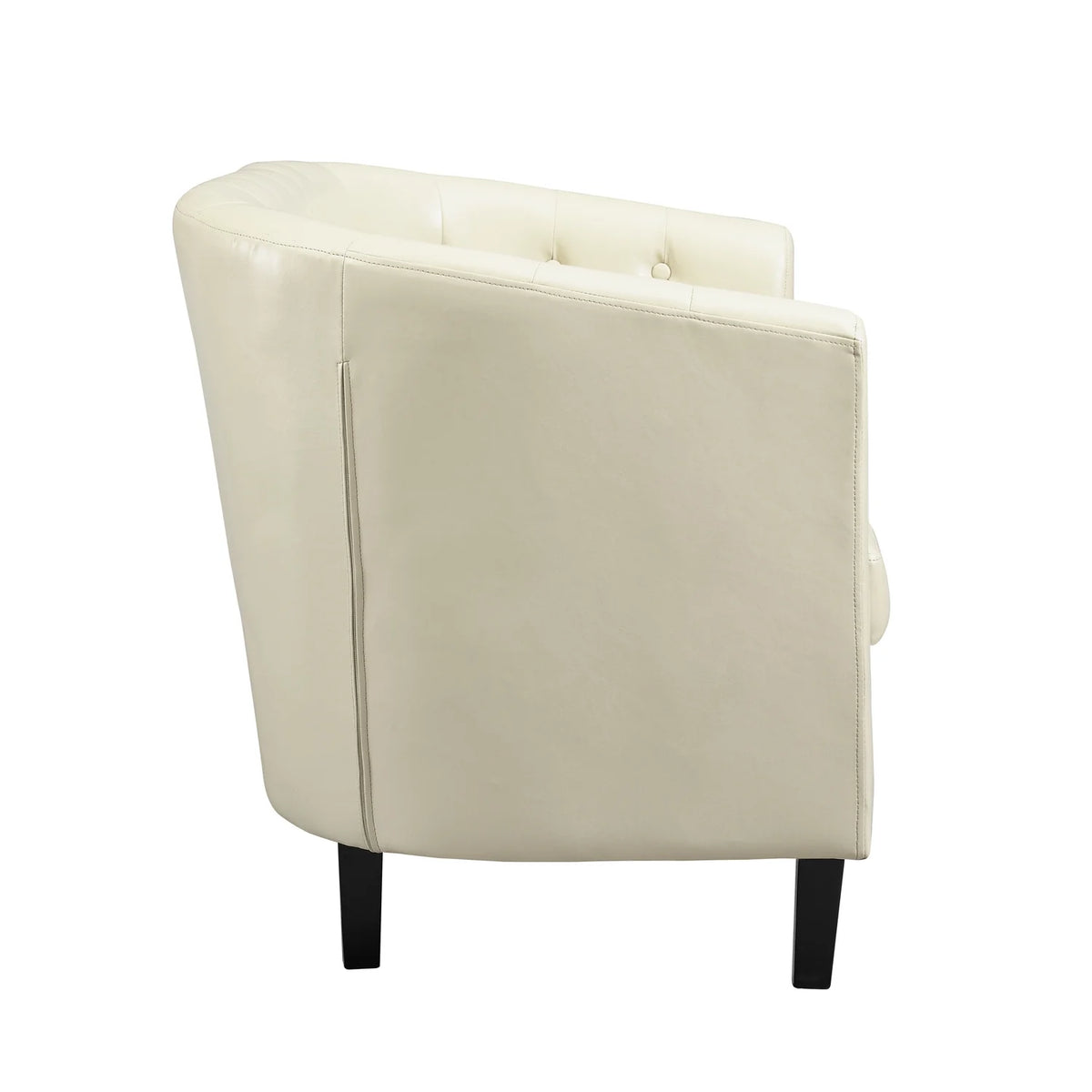 Cream Faux Leather Barrel Loveseat Y850