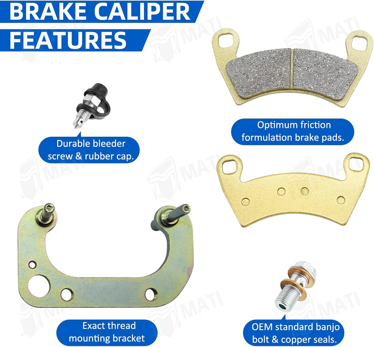 Front Left Right Brake Calipers for Polaris Ranger 500 570 700 EV LEV Sportsman ACE 325 570 900 GEM EM1400 LSV MVRS 700 800 R854975