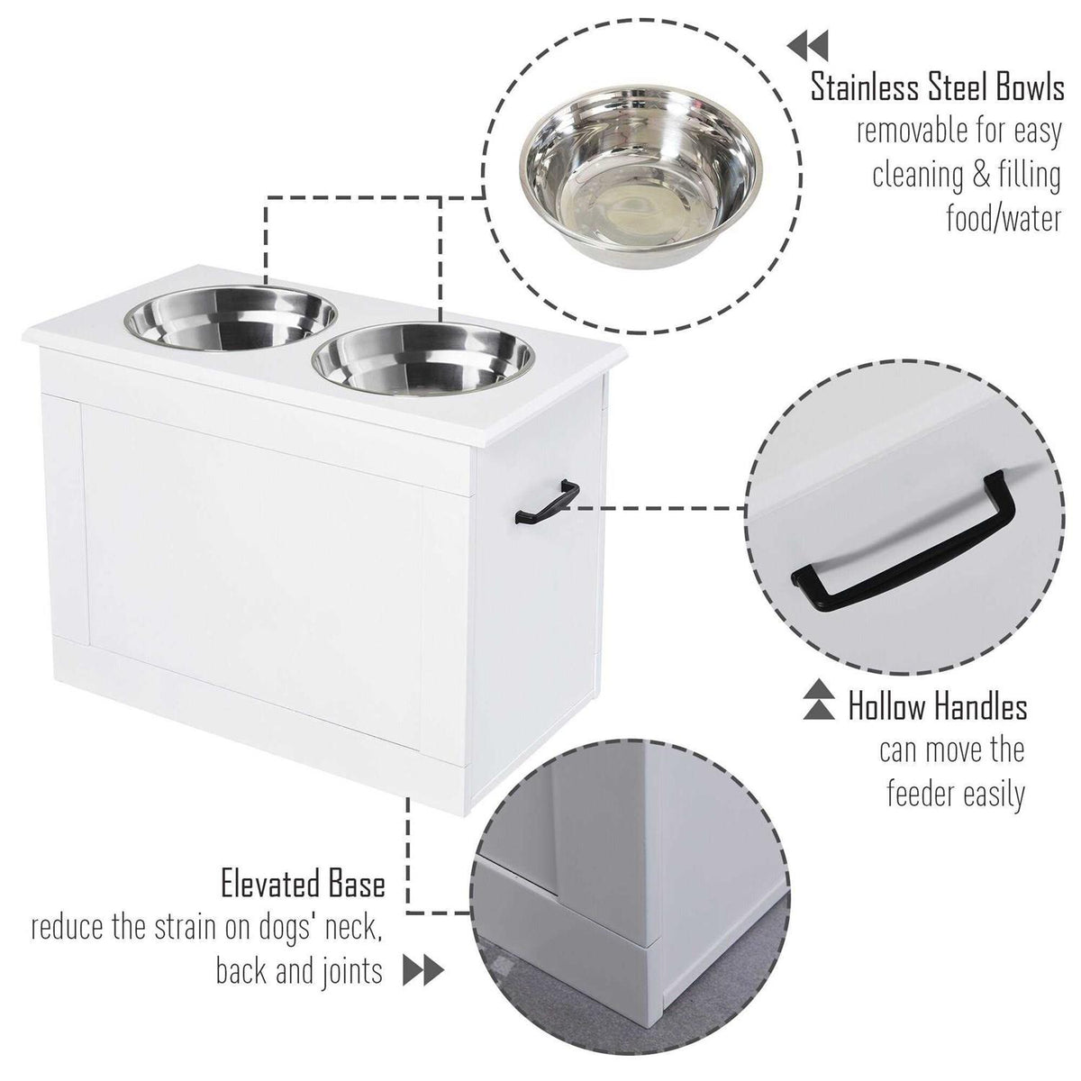 Raised Pet Feeding Station with 2 Stainless Steel Bowls F3947