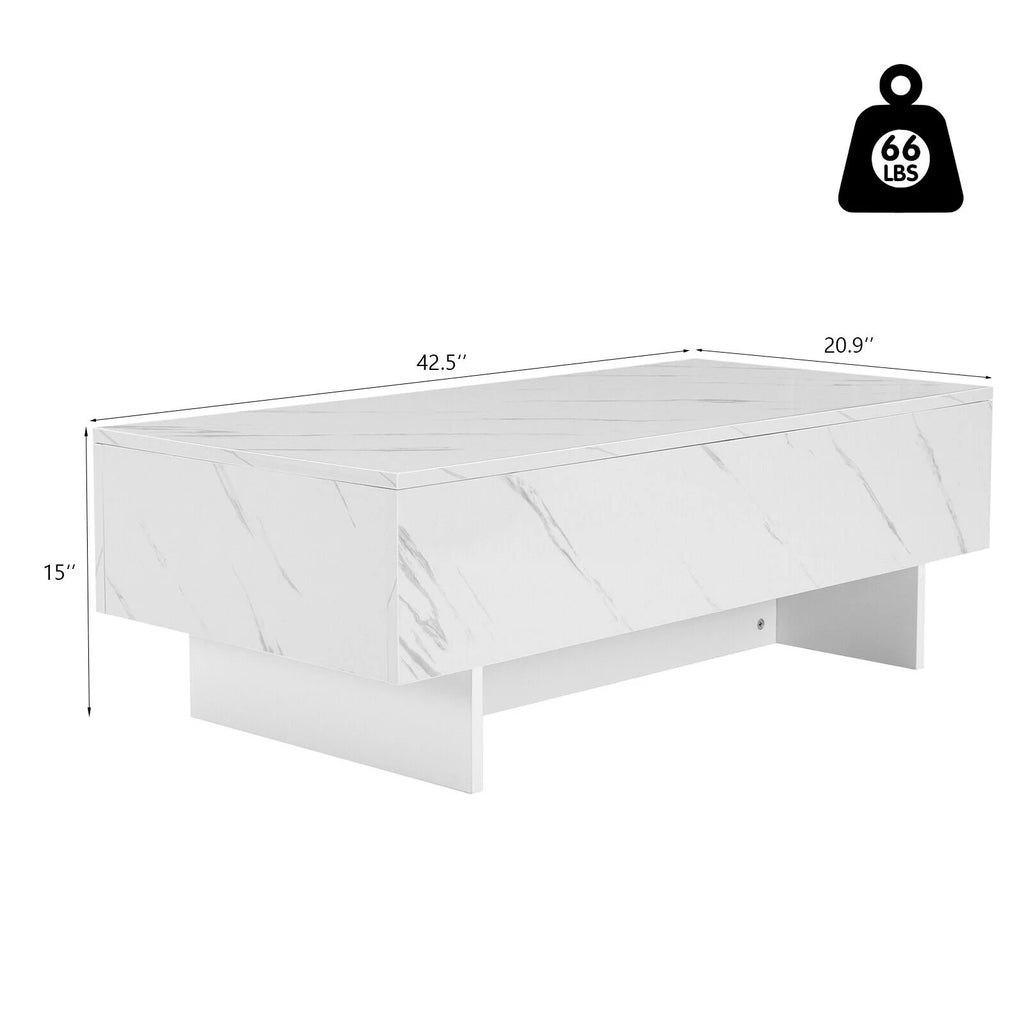 High Gloss White Marble Rectangle Coffee Table V9477