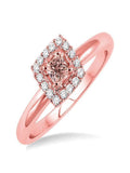 14k Rose Gold Morganite and Diamond Halo Engagement Ring G5141