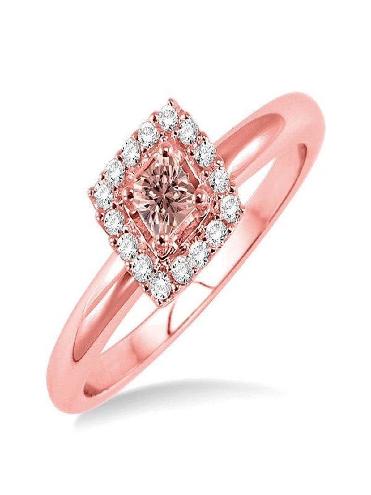 14k Rose Gold Morganite and Diamond Halo Engagement Ring G5141