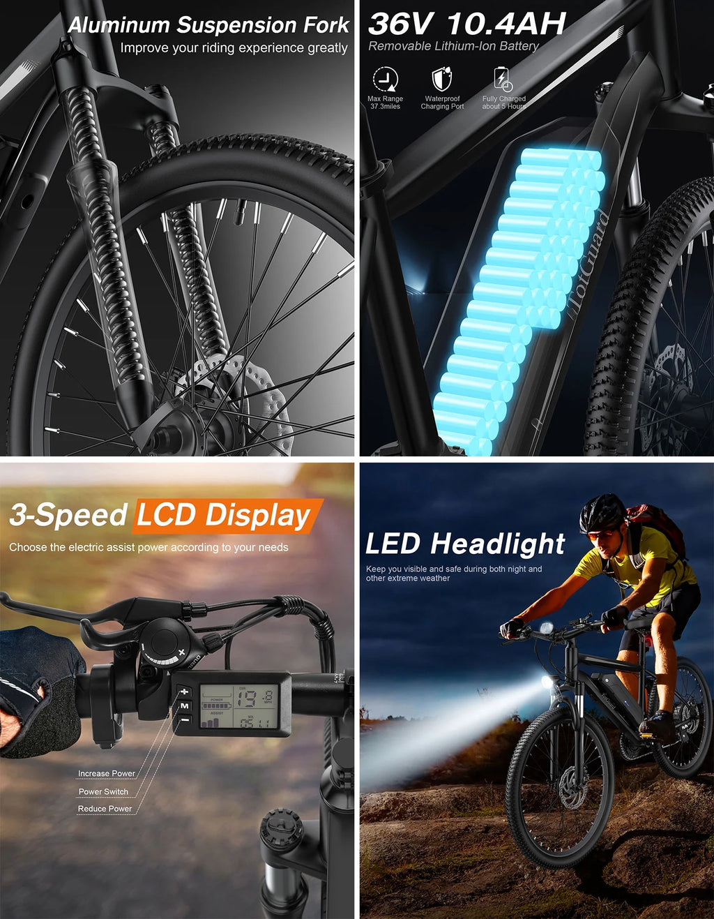 Electric Bike 26'' 350W 36V 10.4Ah 21 Speed Y280717