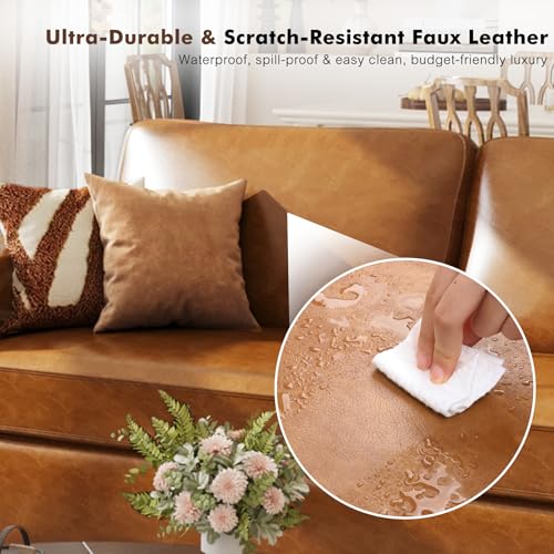 Brown Faux Leather 3 Seater Sofa Set of 2 I1518