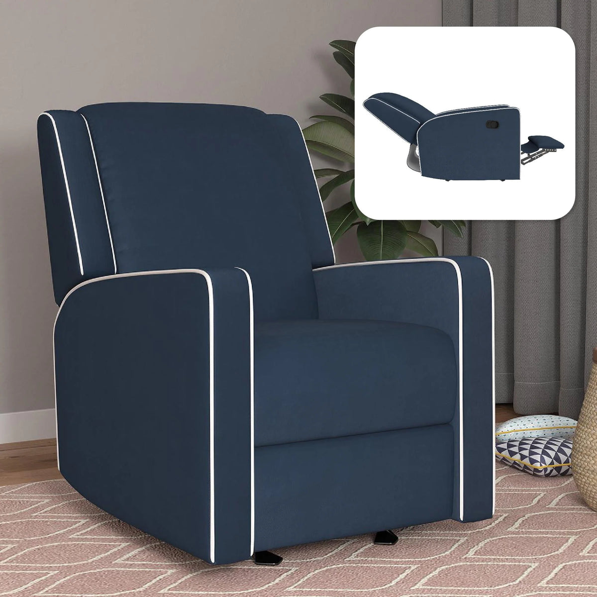 Beige Linen Nursery Rocker Recliner J159976