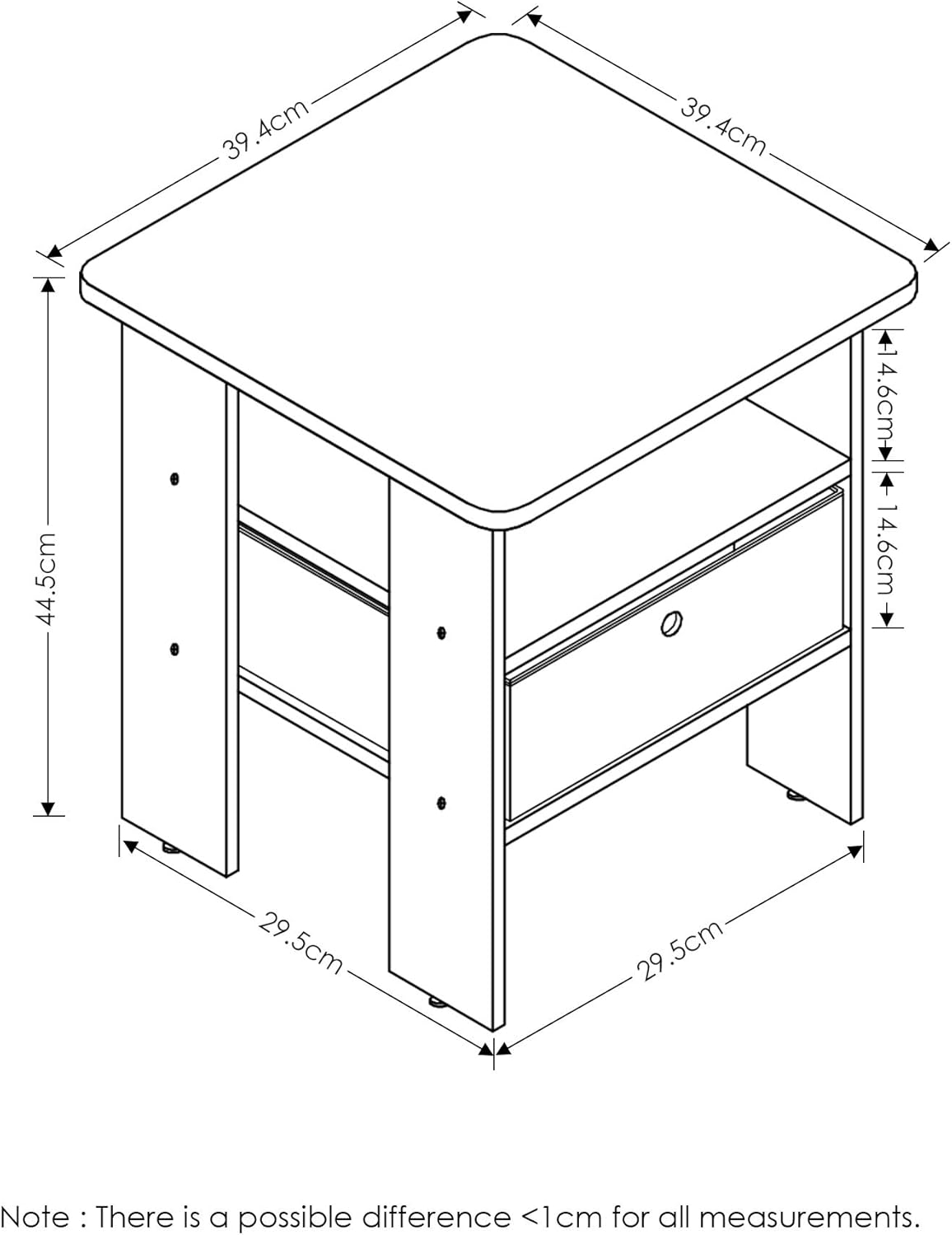 Set of 2 Table with Bin Drawer & 1 Table with Bin Drawer Americano/Medium Brown T589237