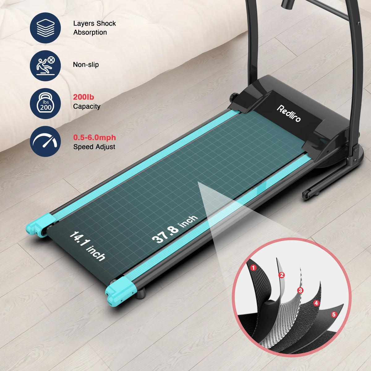 Portable Folding Treadmill Incline Electric Walking Running Machine B3469