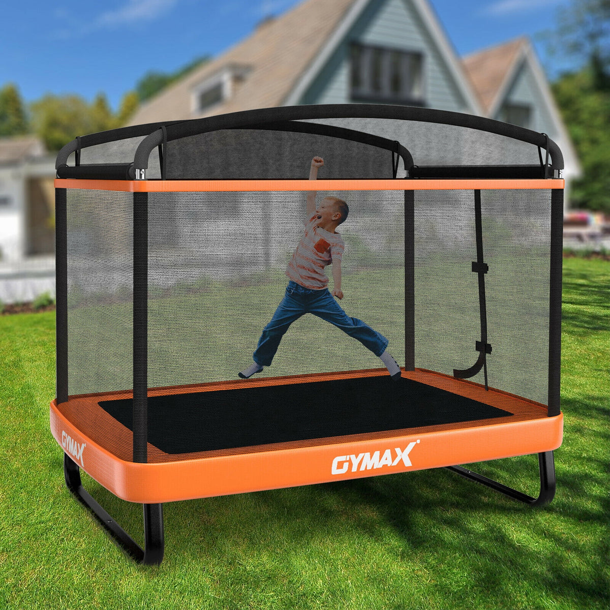 6FT Kids Trampoline with Swing Safety Enclosure Orange F698