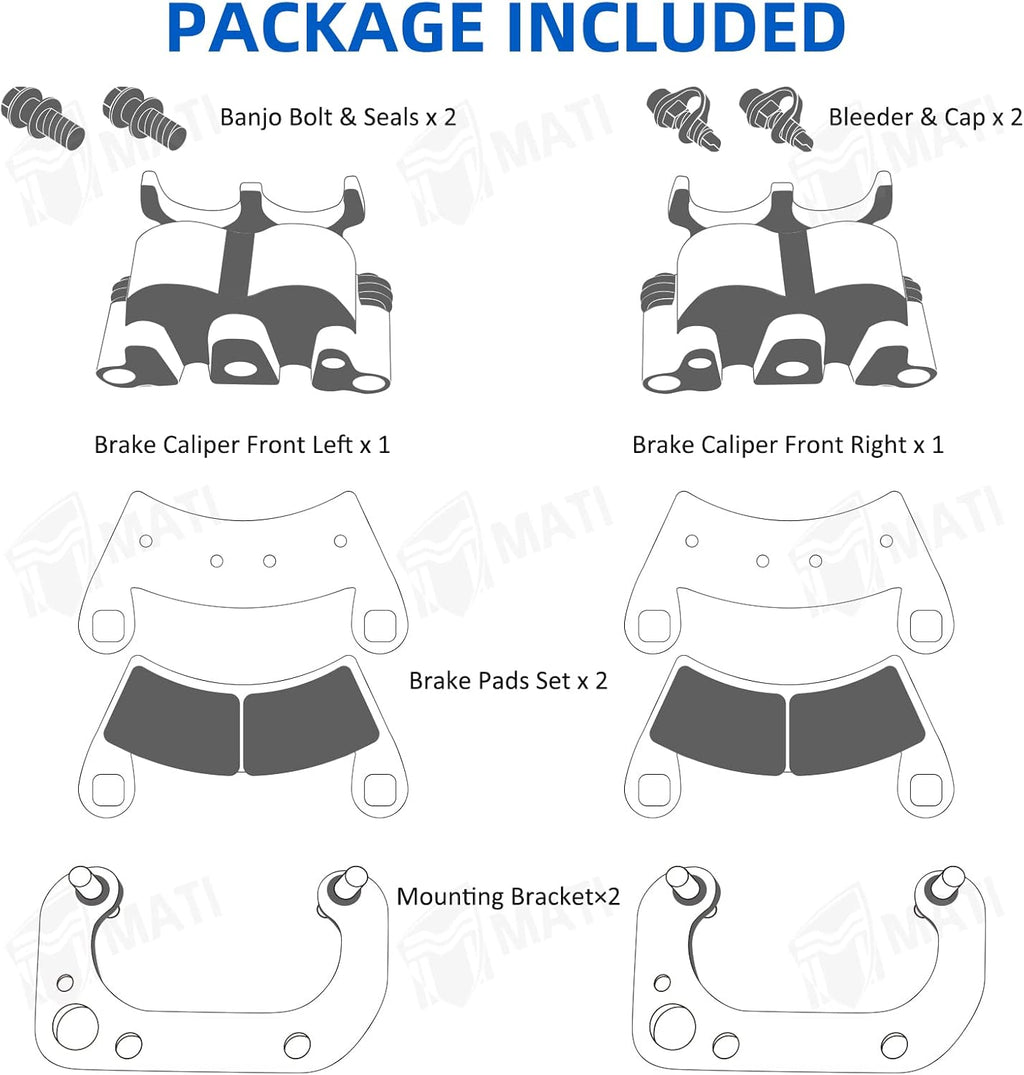 Front Left Right Brake Calipers for Polaris Ranger 500 570 700 EV LEV Sportsman ACE 325 570 900 GEM EM1400 LSV MVRS 700 800 R854975