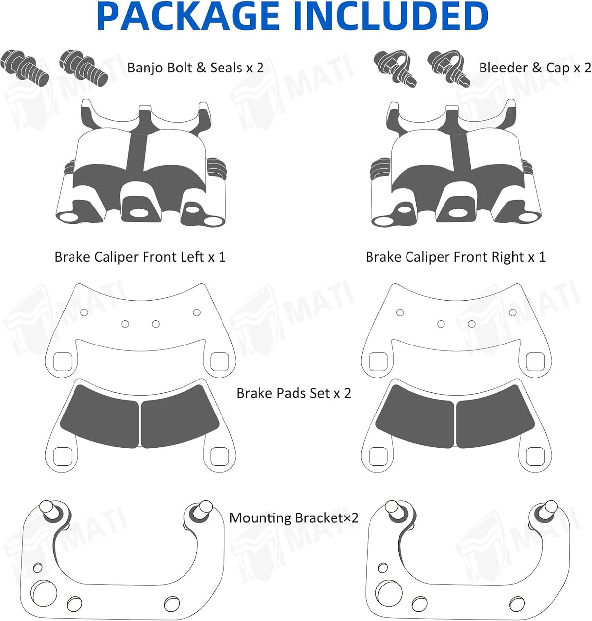 Front Left Right Brake Calipers for Polaris Ranger 500 570 700 EV LEV Sportsman ACE 325 570 900 GEM EM1400 LSV MVRS 700 800 R854975