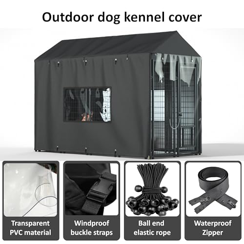 Black Heavy Duty Waterproof Dog Kennel Cover Q92728