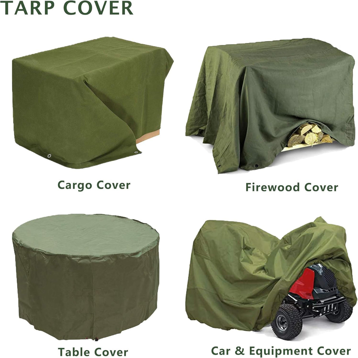 Green 6 x 8 Feet Waterproof Canvas Tarp with Rust Grommets D532