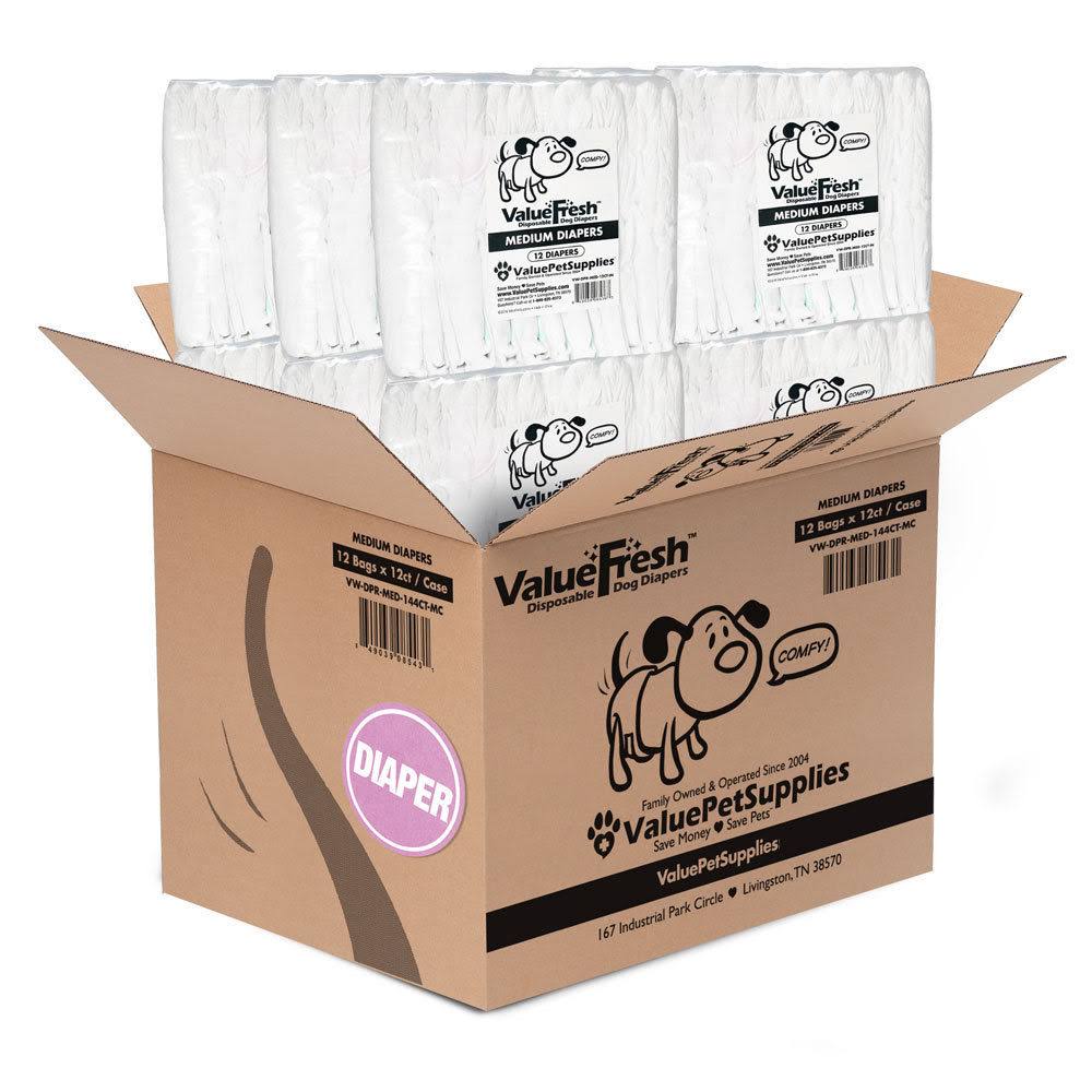 Disposable Diapers for Female Dogs, Medium, 144 Count E78922