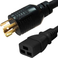 NEMA L6-30P to C19 Power Cord - 25 Foot, 20A, 250V, 12 AWG SJT Cable Z295